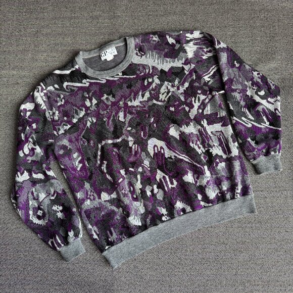 Abstract Gray/Purple Sweater Vintage C.P. Top - Picture 11 of 17